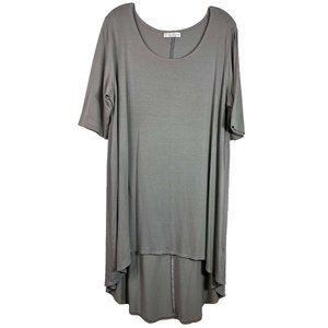 L Bryn Walker Bamboo Cotton Oversized Gray Short Sleeve Tunic Top